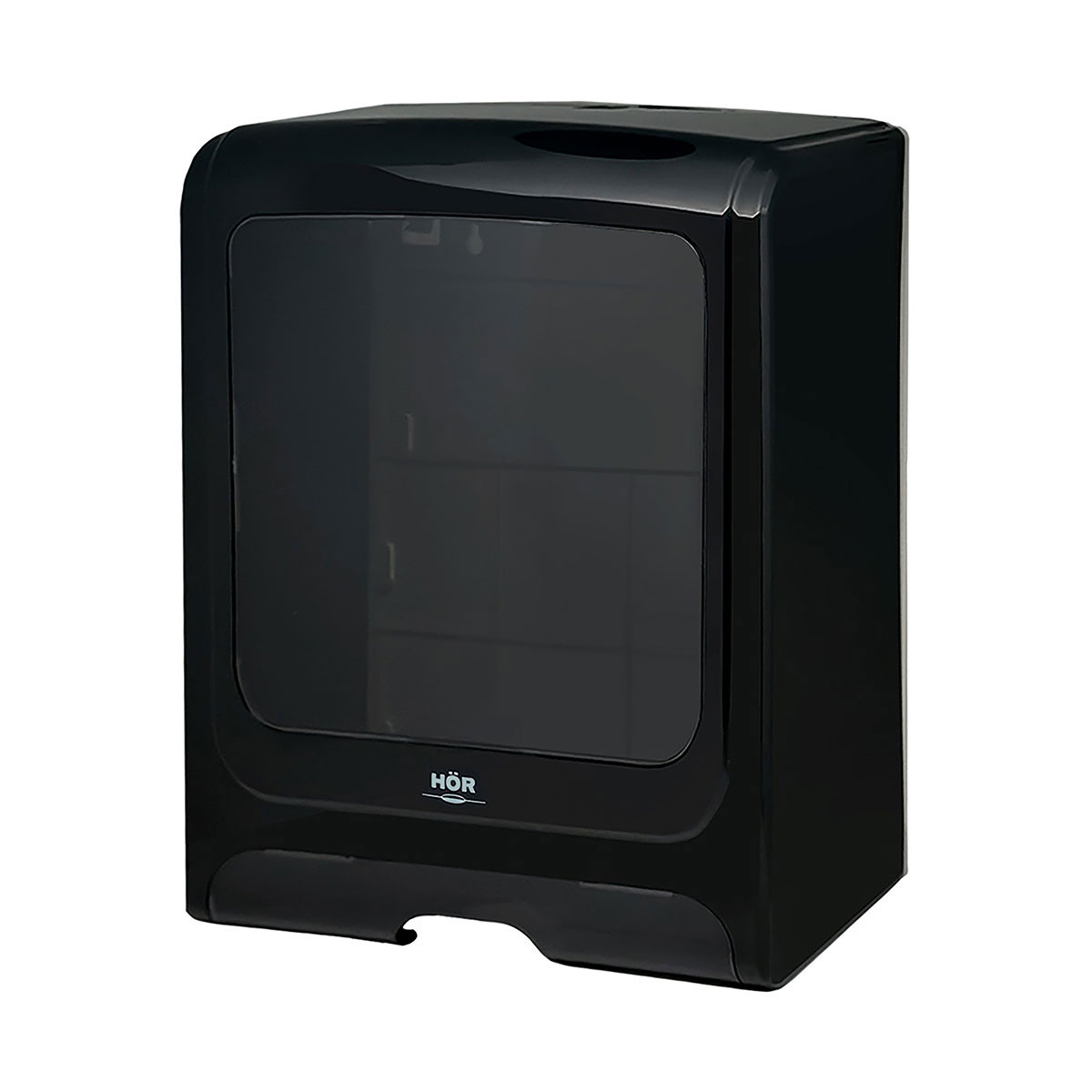 Диспенсер для бумажных полотенец T1 БИЗНЕС, корпус черный, стекло прозрачное черное, система сложения V(ZZ) фото 1