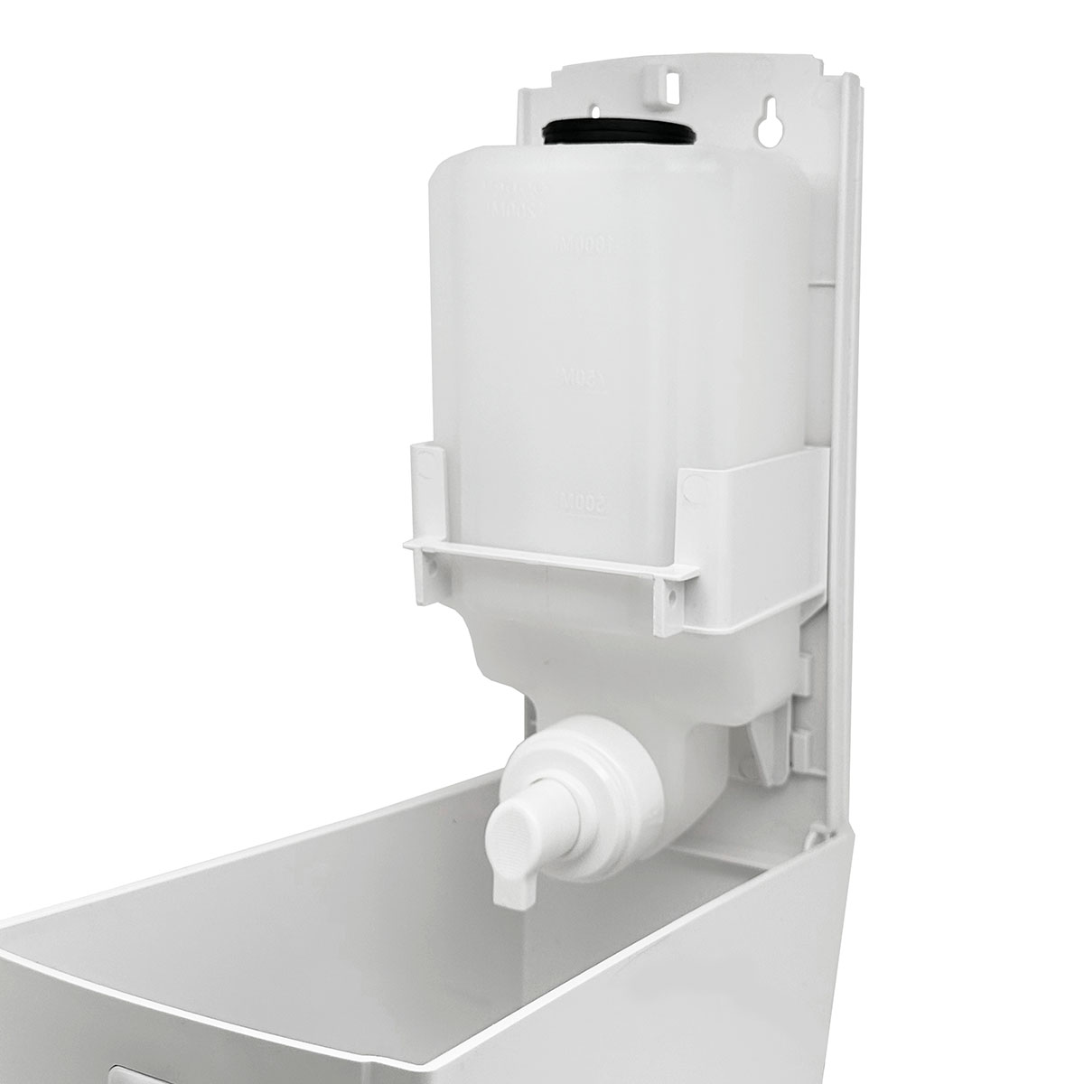 Дозатор для жидкого мыла X12 нажимной 1,2 л СТАНДАРТ, корпус белый, кнопка прозрачная фото 2