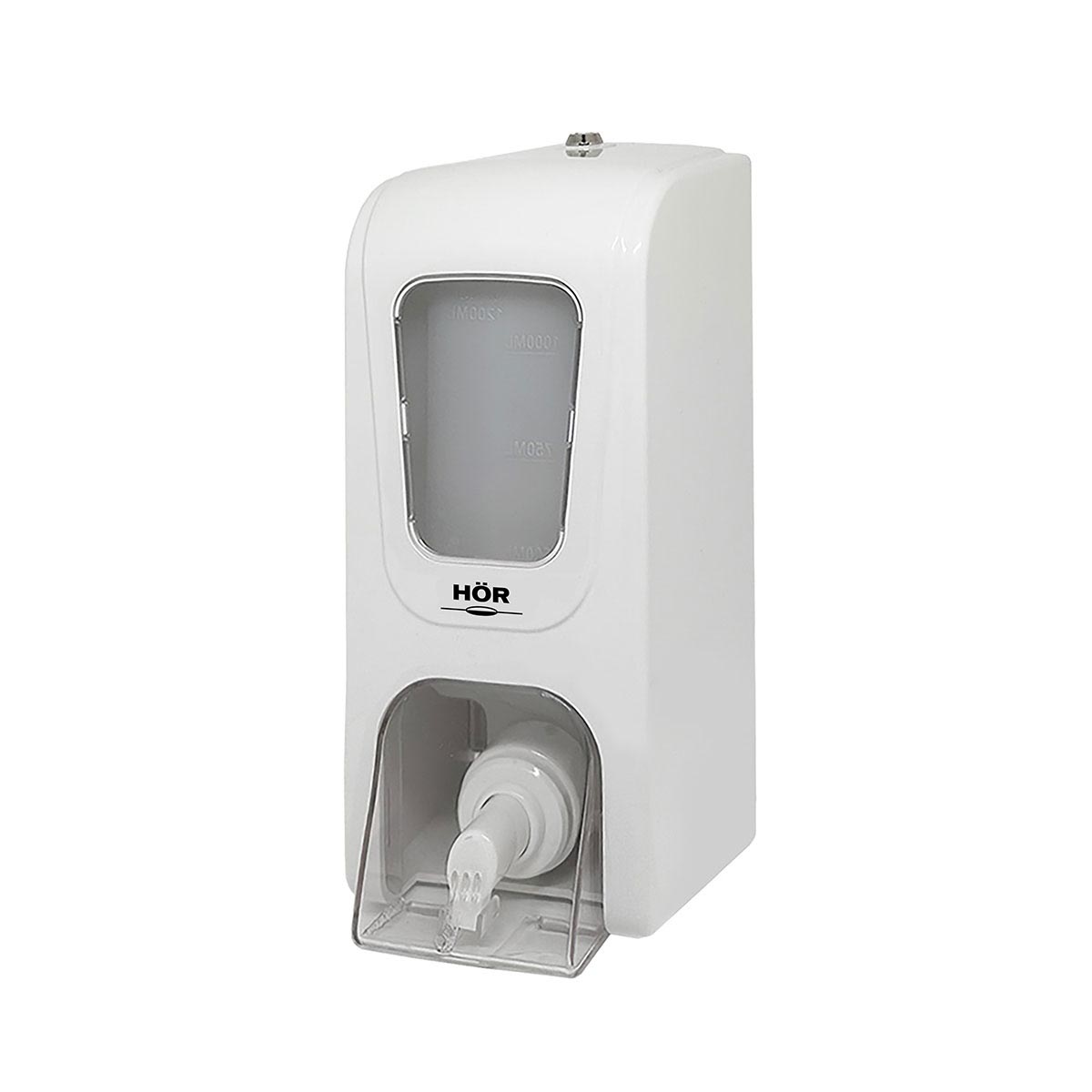 Дозатор для жидкого мыла X12 нажимной 1,2 л БИЗНЕС, корпус белый, стекла и кнопка прозрачные фото 1
