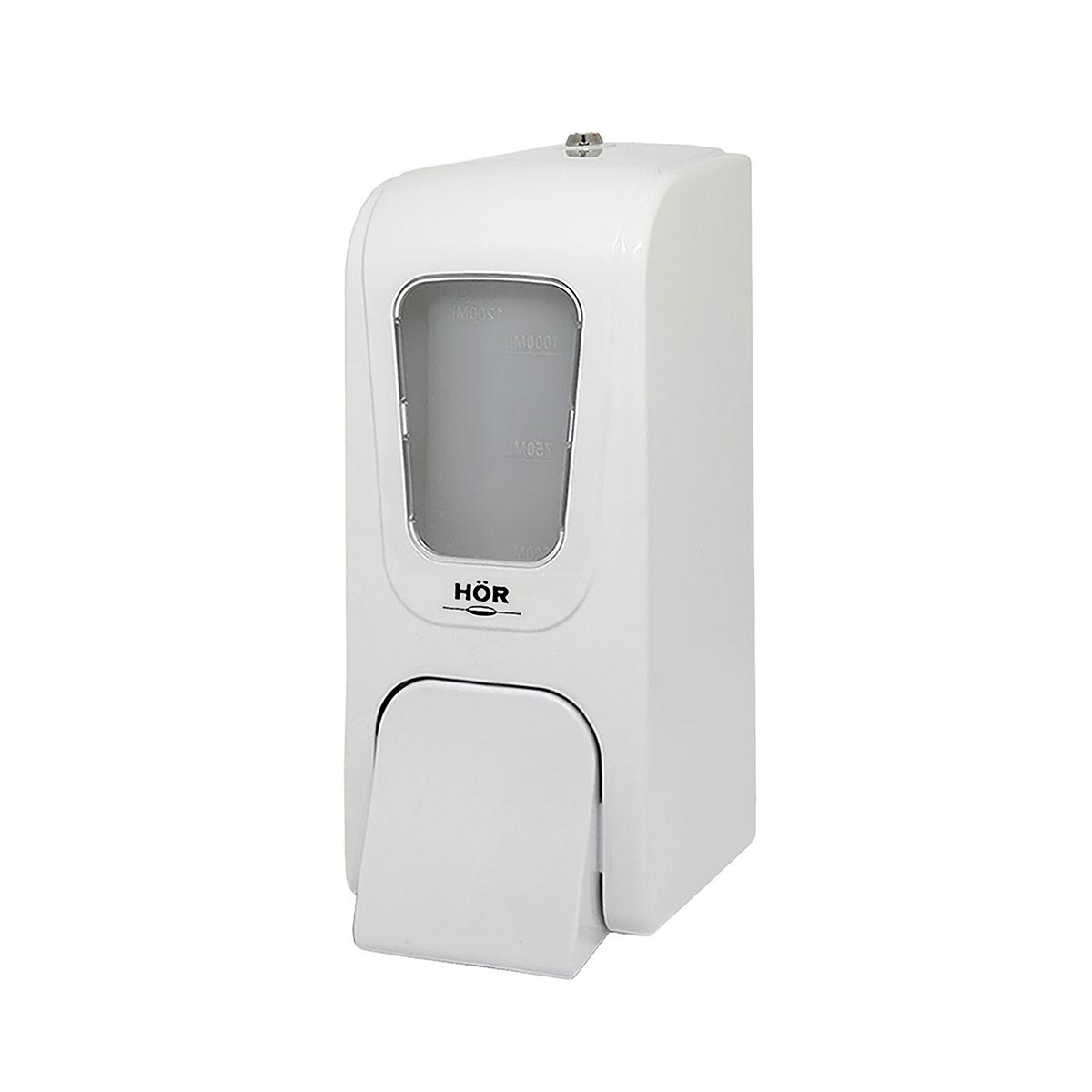 Дозатор для жидкого мыла X12 нажимной 1,2 л БИЗНЕС, корпус белый, стекла прозрачные, кнопка белая фото 1