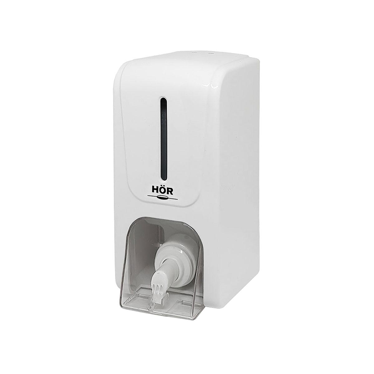 Дозатор для жидкого мыла X7 нажимной 0,7 л СТАНДАРТ, корпус белый, кнопка прозрачная фото 1