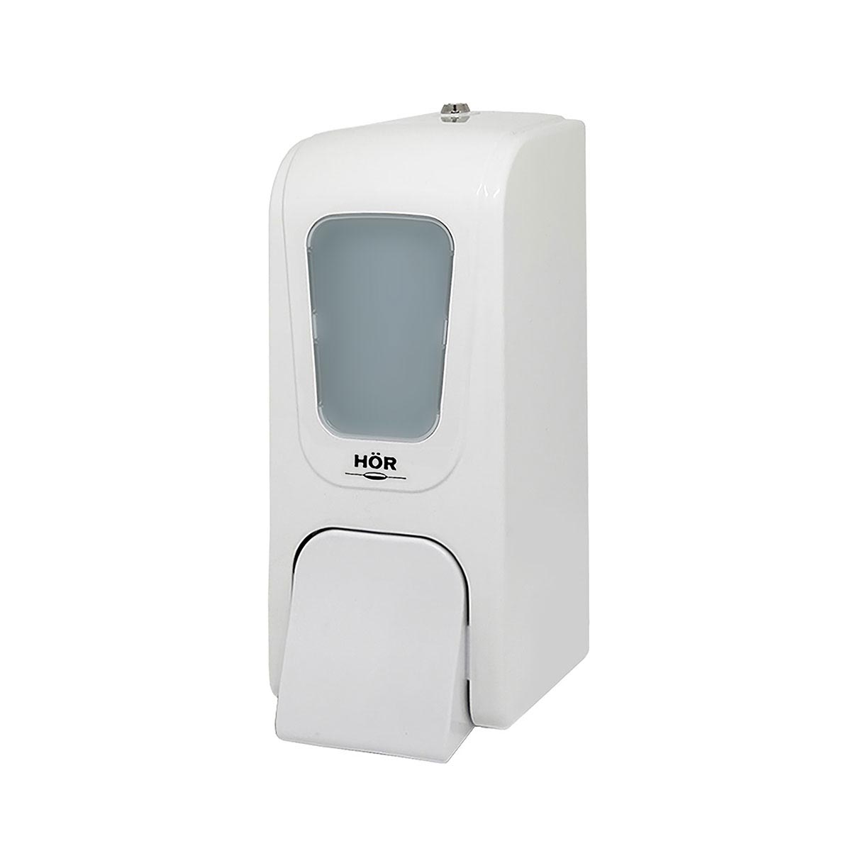 Дозатор для жидкого мыла X7 нажимной 0,7 л БИЗНЕС, корпус белый, стекло матовое белое, кнопка белая фото 1
