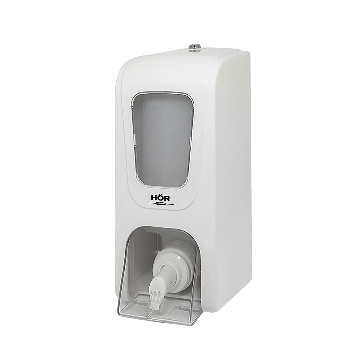 Дозатор для жидкого мыла X7 нажимной 0,7 л БИЗНЕС, корпус белый, стекла и кнопка прозрачные фото 1